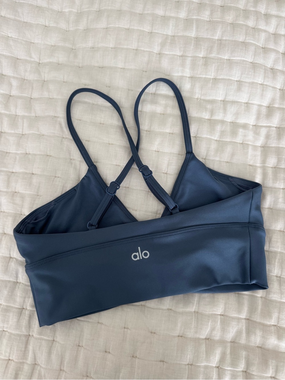 ALO Yoga Slate Blue Strappy Low-Impact Sports Bra